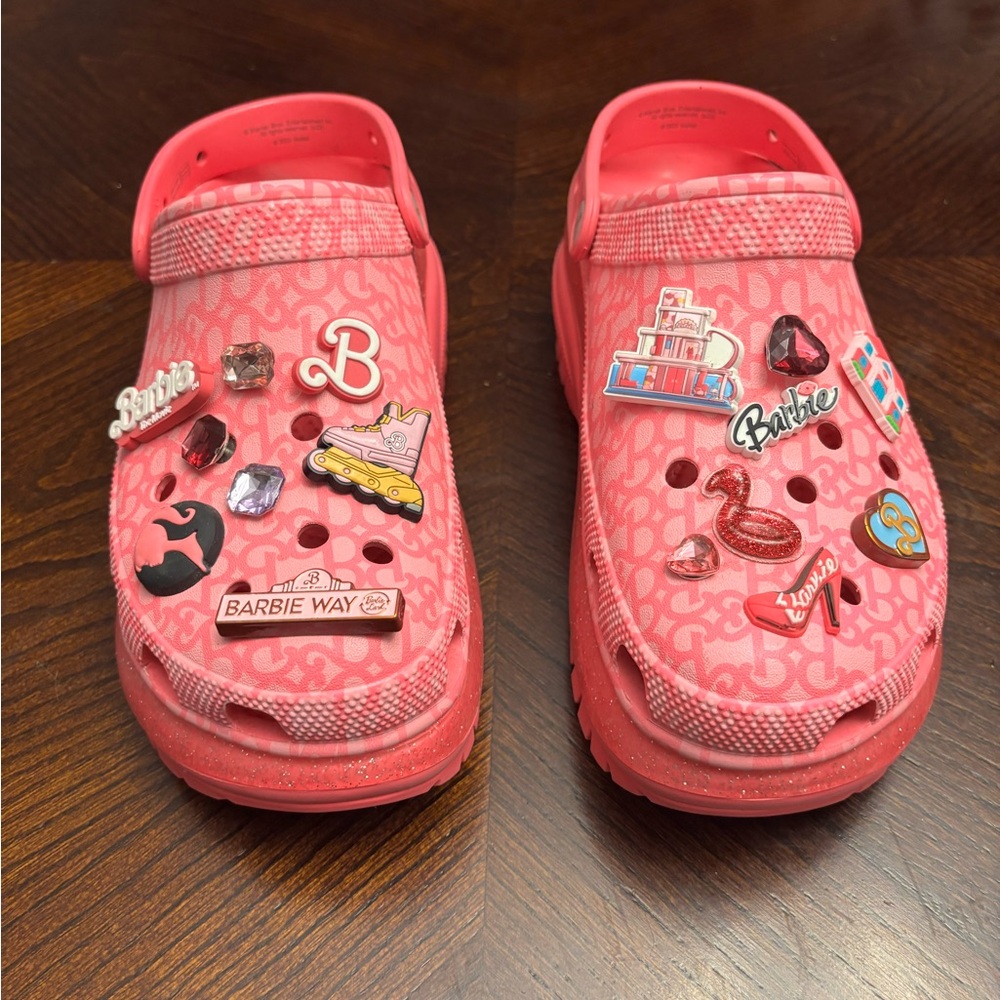CROCS Pink Platform Shoes with Charms